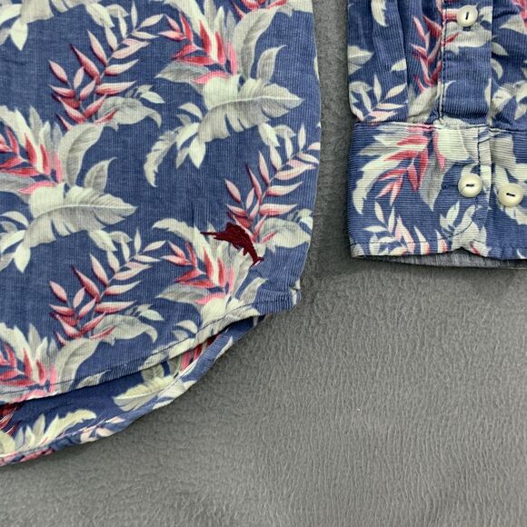 Tommy Bahama Shirt Mens Large Blue Corduroy Button Down Long Sleeve Hawaiian - Picture 2 of 16